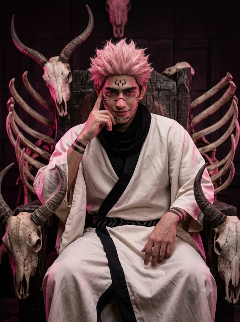 King of Curses Sukuna: Dark Fantasy Anime Cosplay Portrait
