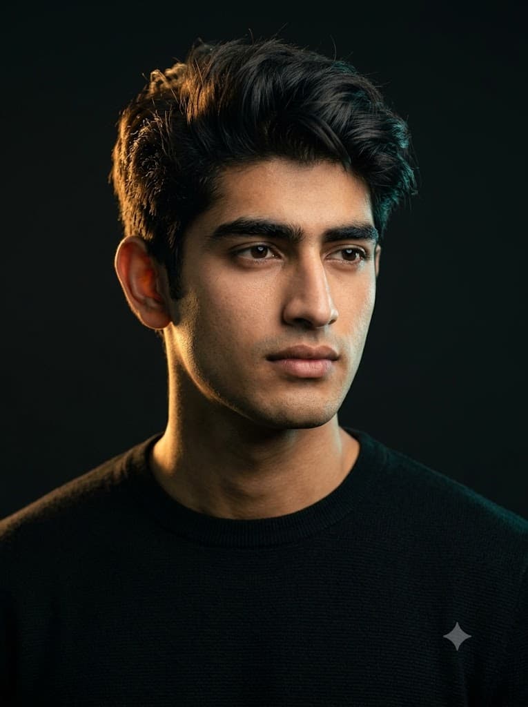 Dramatic Dual-Tone Studio Male Portrait