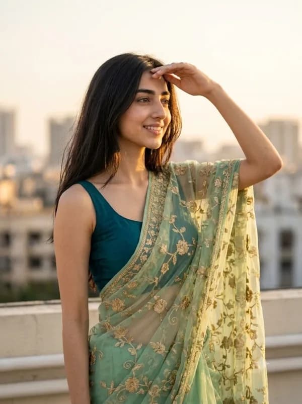 Golden Hour Ethnic Elegance Portrait