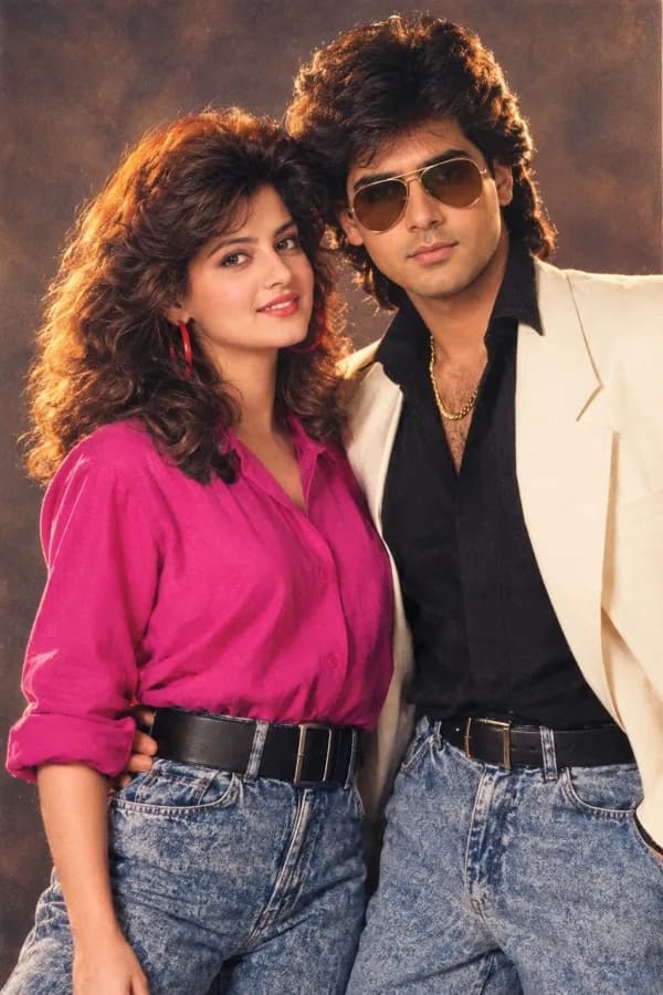 Retro 1980s Bollywood Cinematic Couple Portrait