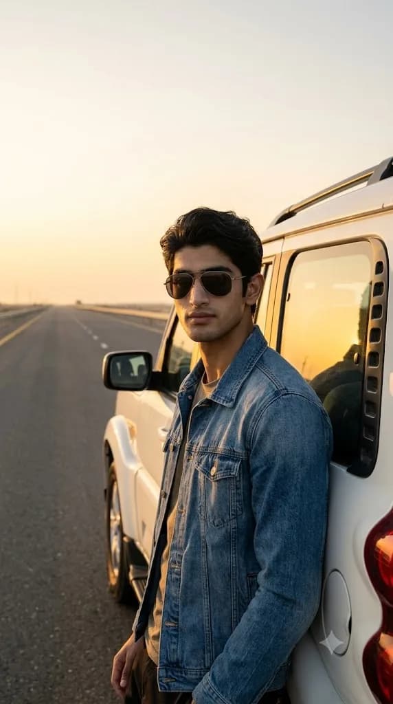 Golden Hour Road Trip Portrait