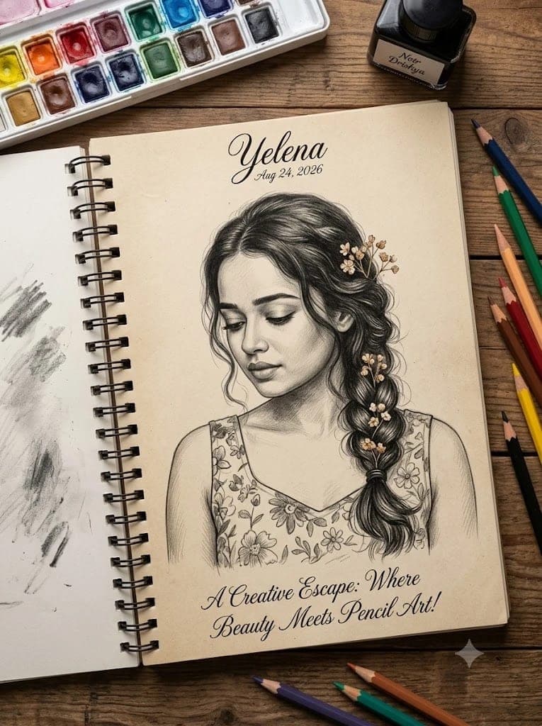 Mastering the Art of the Sketchbook Flat Lay: Pencil Portrait Prompt Guide