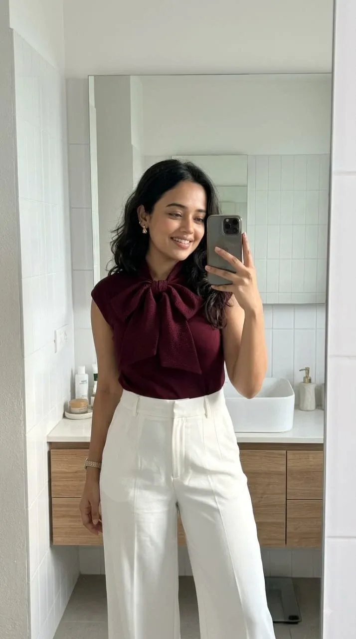 Clean Aesthetic Bathroom Mirror Selfie
