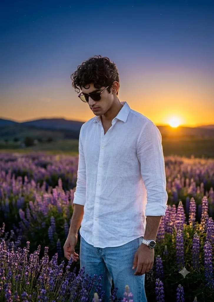 Golden Hour Lavender Field Portrait