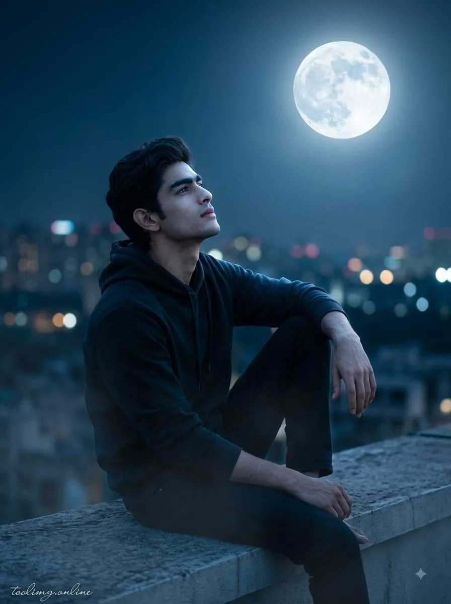 Moonlit Solitude Cinematic Portrait