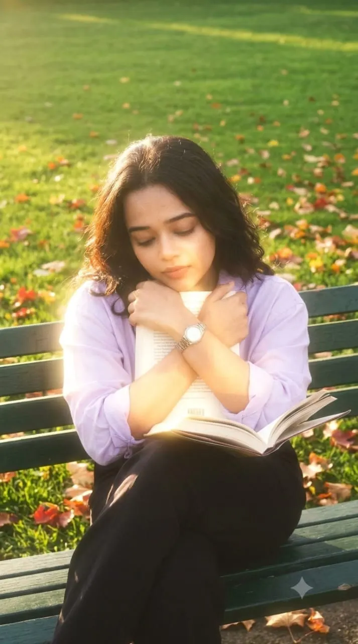 Golden Hour Park Reading Portrait