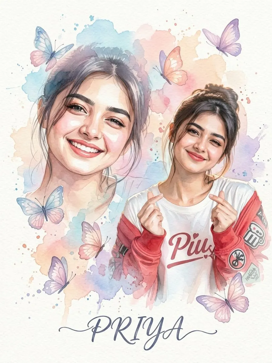Dreamy Watercolor Portrait Illustration Prompt