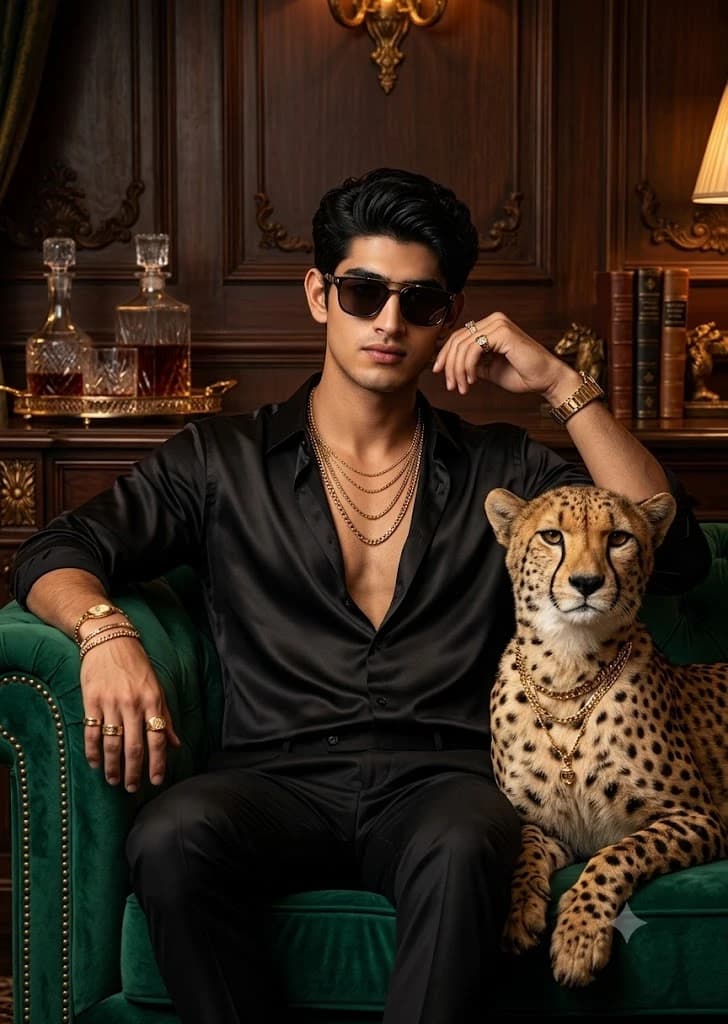 Luxury Editorial Portrait with Exotic Wildlife