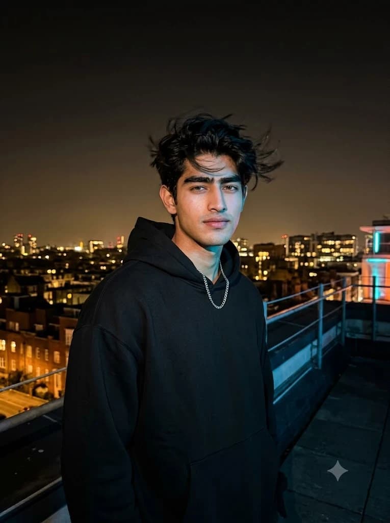 Urban Rooftop Nocturnal Portrait