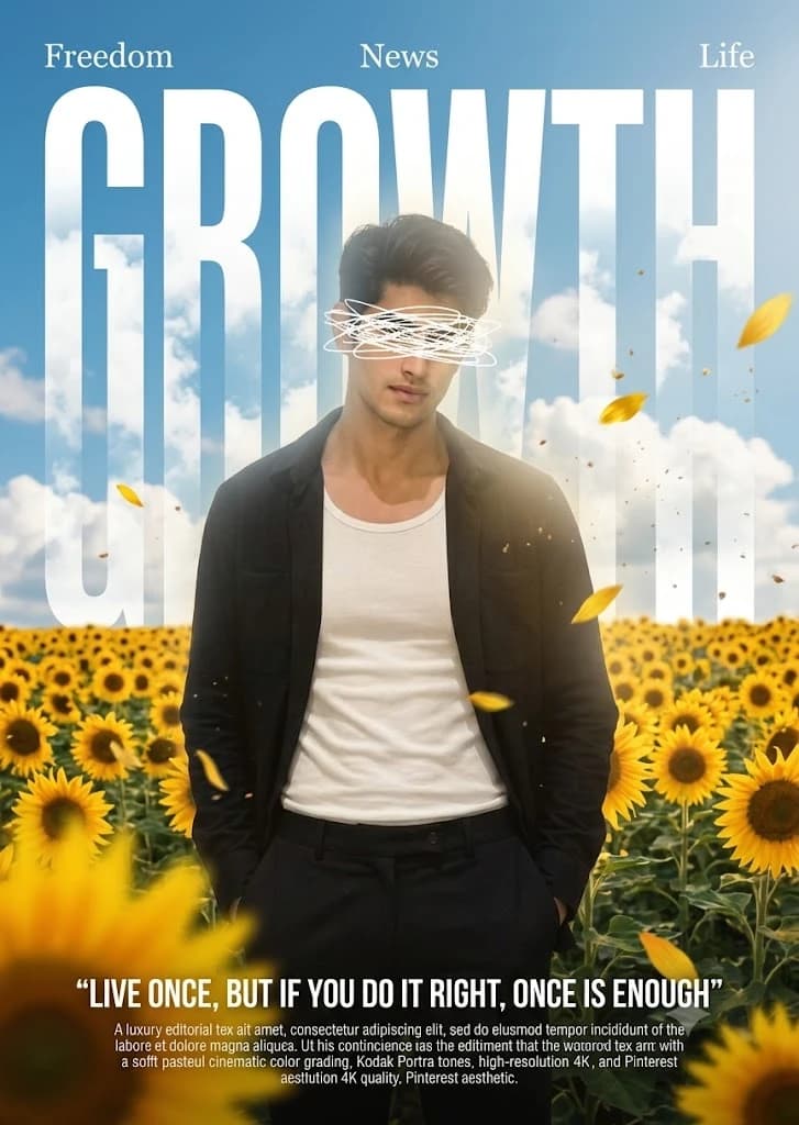 Editorial Sunflower Portrait Magazine Cover