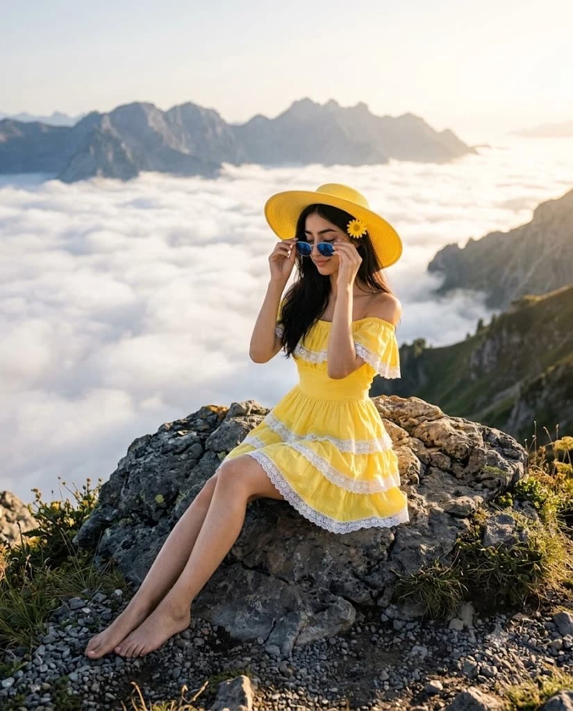Sun-Kissed Peak Wanderlust Portrait