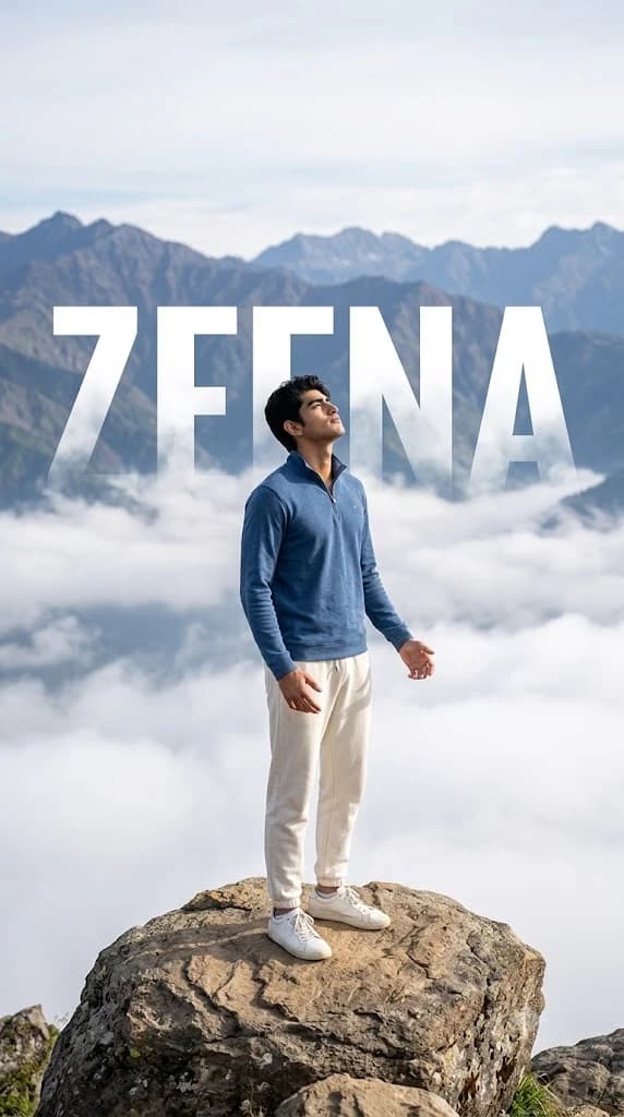Mountain Peak Cloud Inversion Typography Portrait