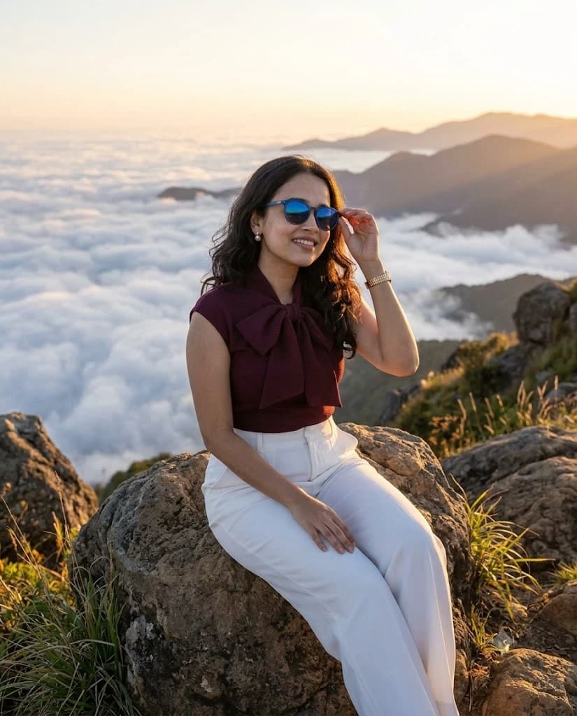 Golden Hour Mountain Summit Cloud Inversion Portrait