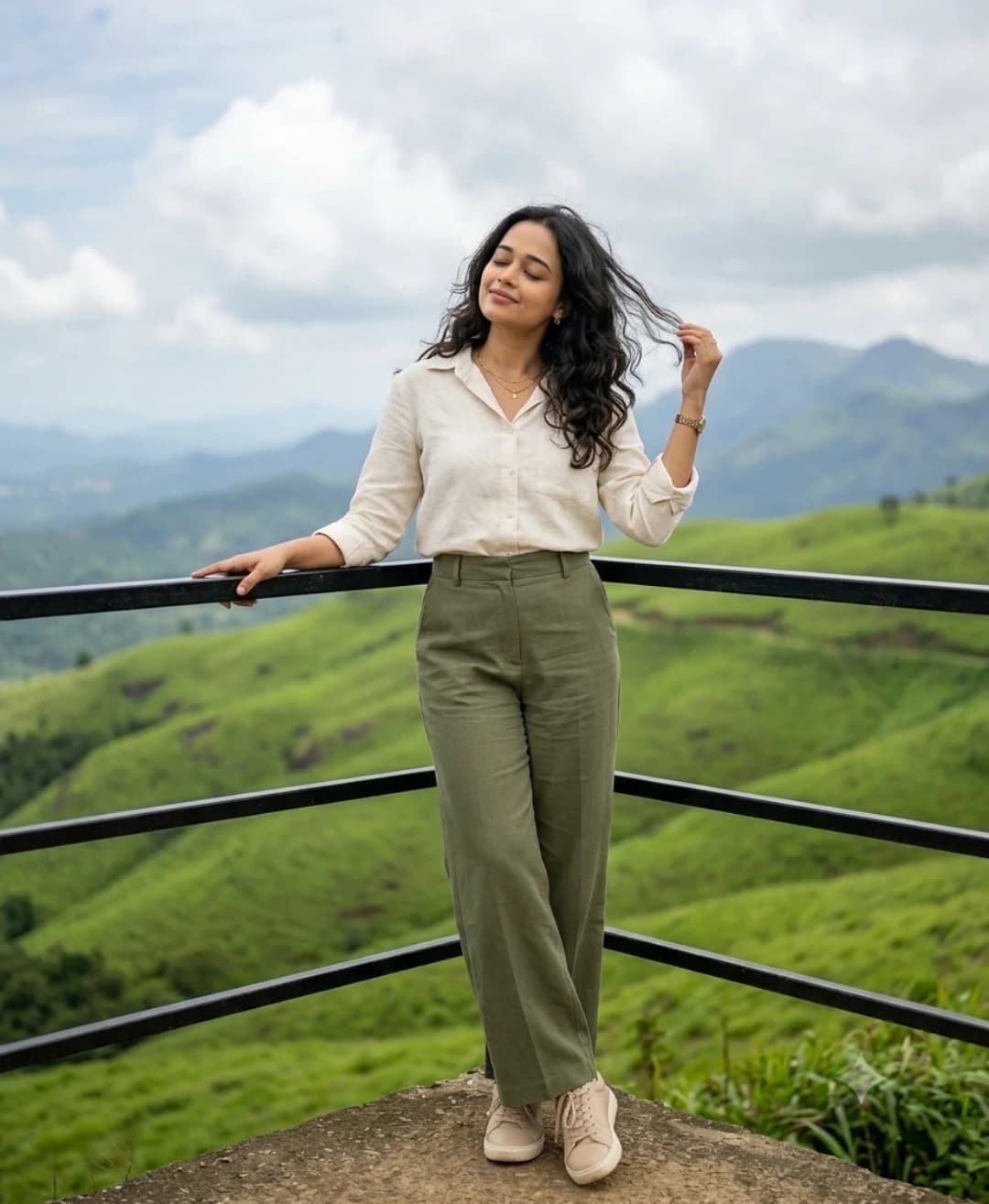Serene Mountain Hillside Portrait