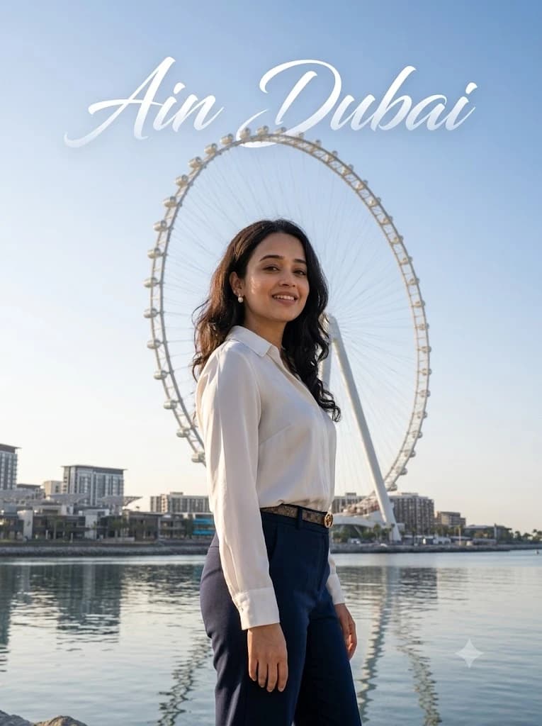 Elegant Travel Portrait with Iconic Landmark