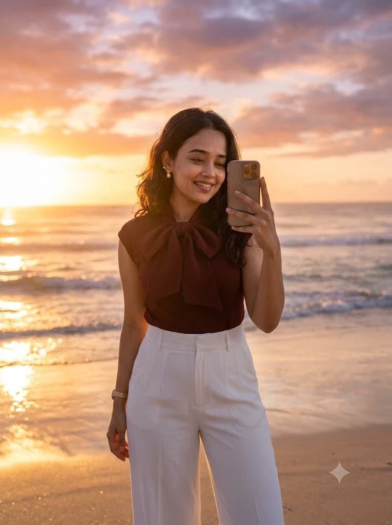 Golden Hour Beach Selfie Aesthetic