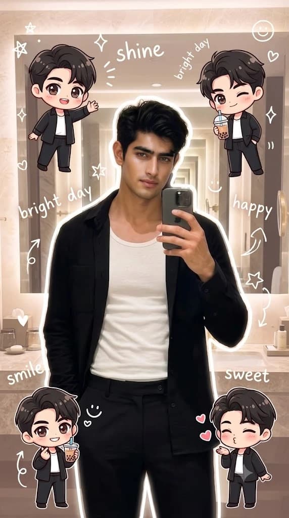 Chibi-Infused Lifestyle Mirror Selfie Portrait
