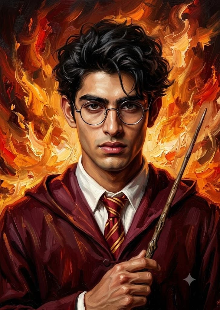 Fiery Wizard Portrait Masterpiece