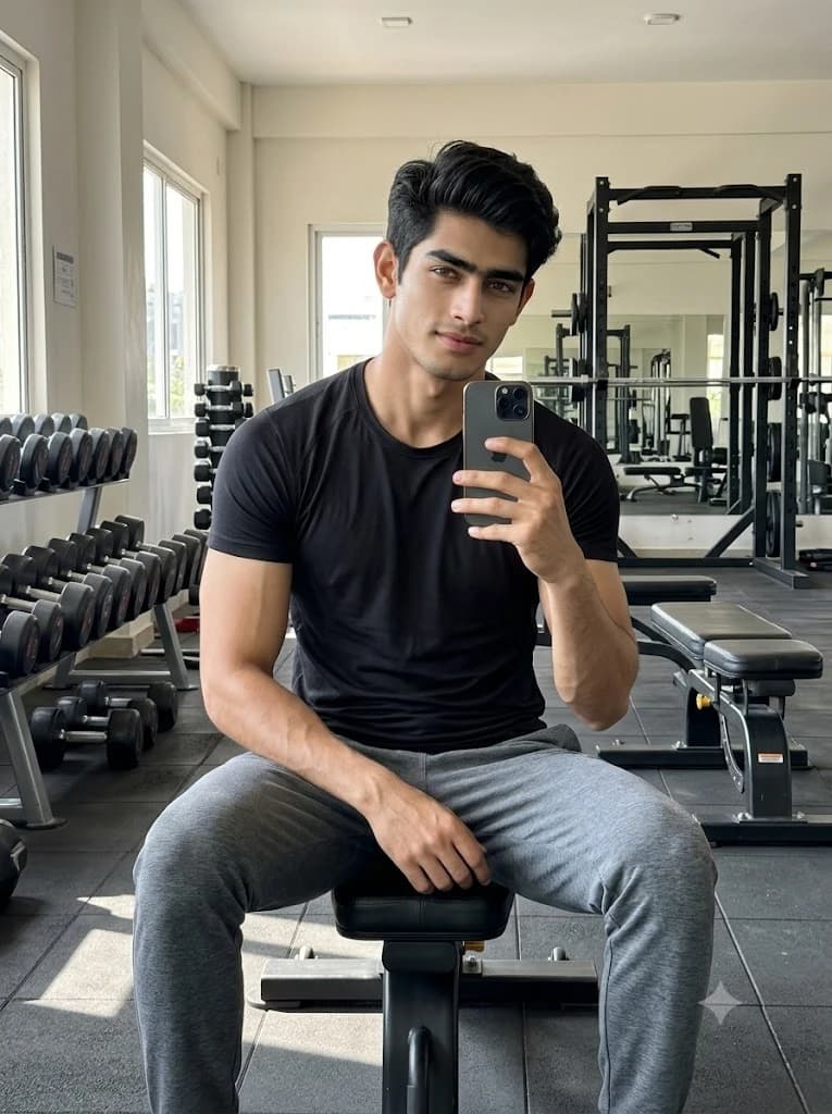 Modern Fitness Influencer Gym Mirror Selfie