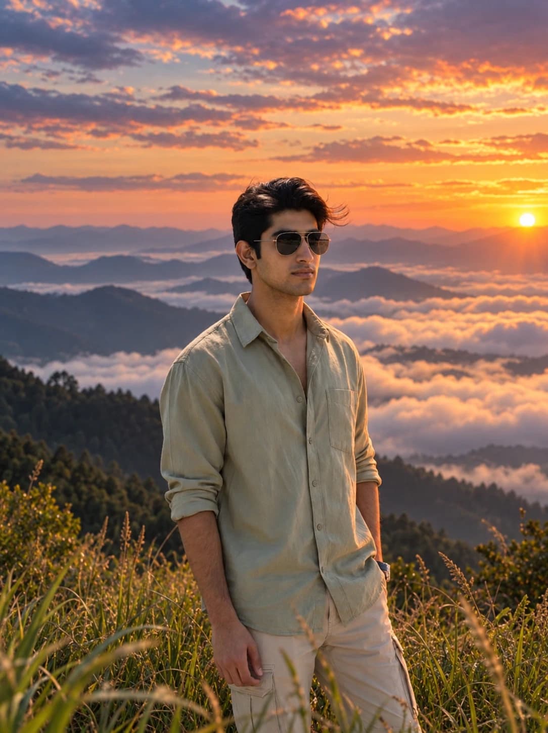 Golden Hour Mountain Summit Portrait
