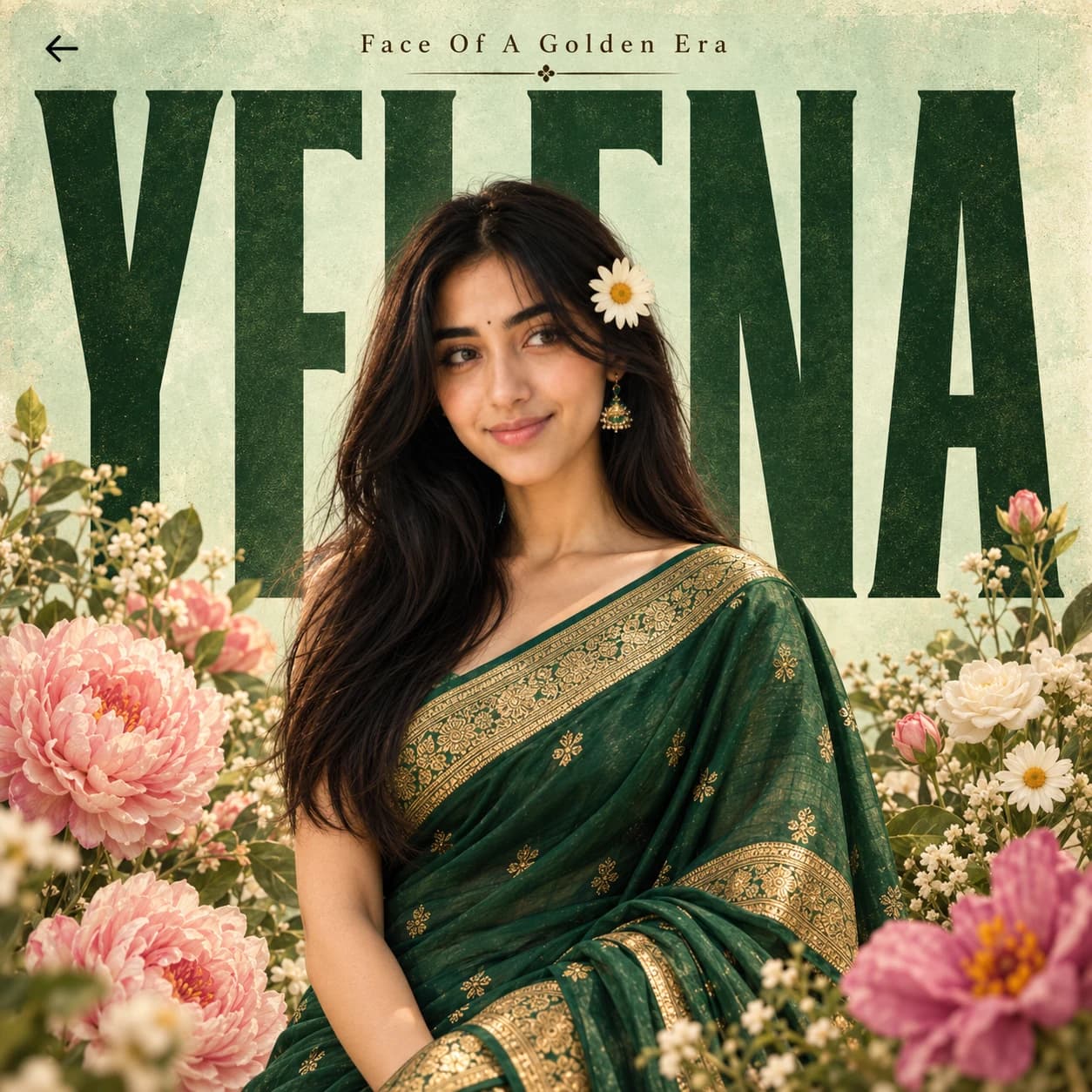Vintage Editorial Saree Portrait Poster