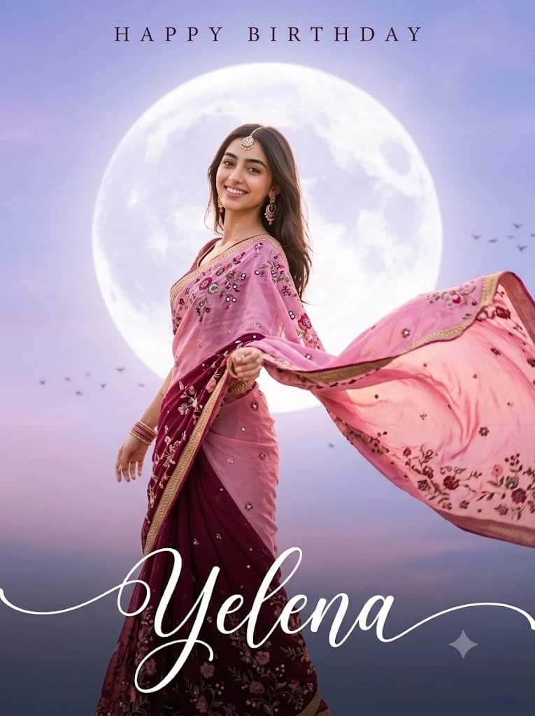 Ethereal Moonlit Saree Portrait Prompt