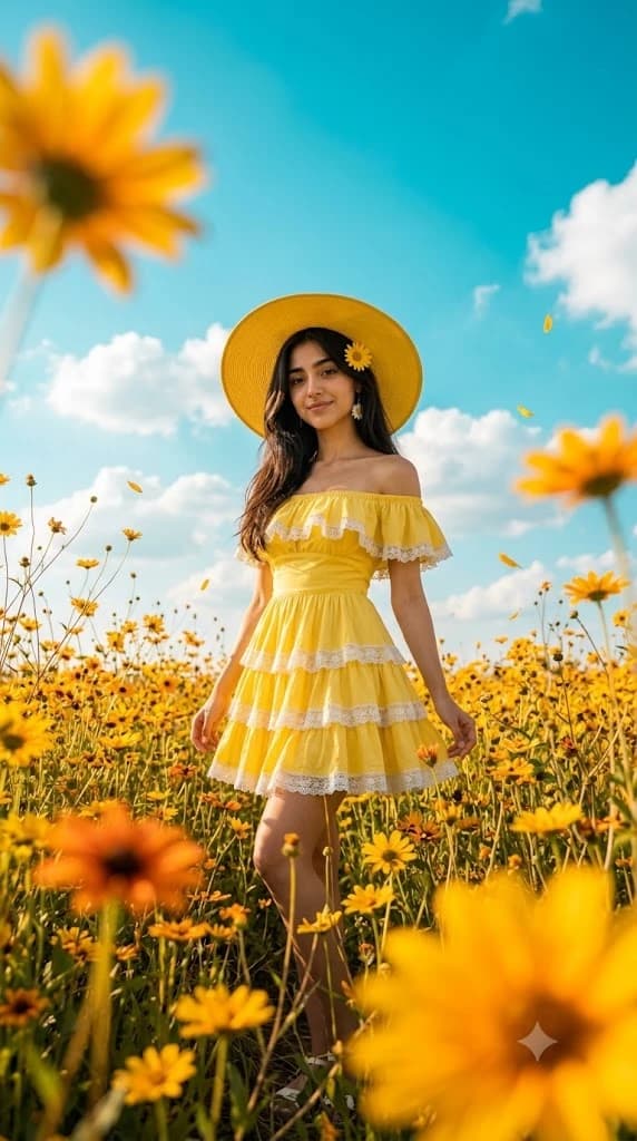 Golden Hour Sunflower Field Portrait