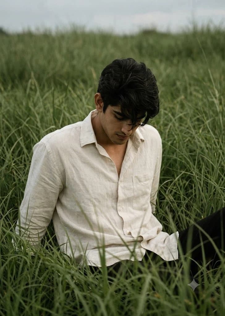 Moody Melancholy Portrait in Tall Grass