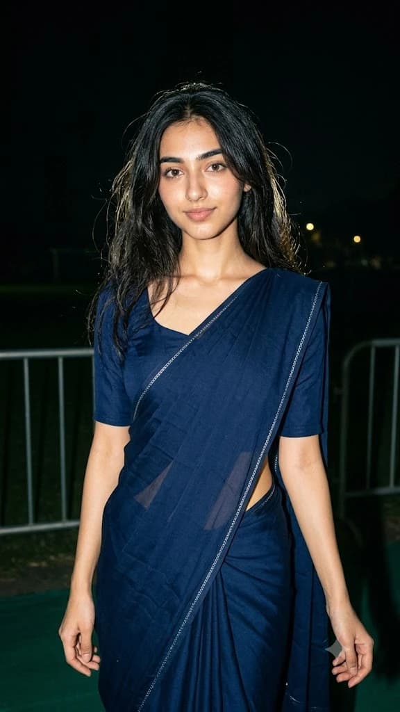 Elegant Midnight Saree Portrait