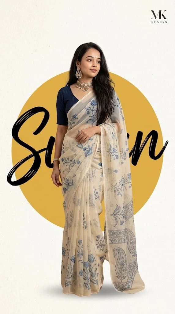 Indian Ethnic Saree Fashion Lookbook Portrait