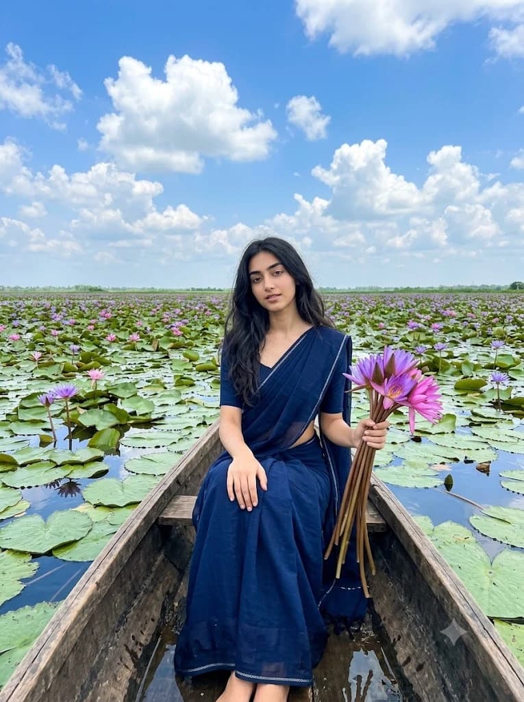 Serene Lotus Lake Portrait