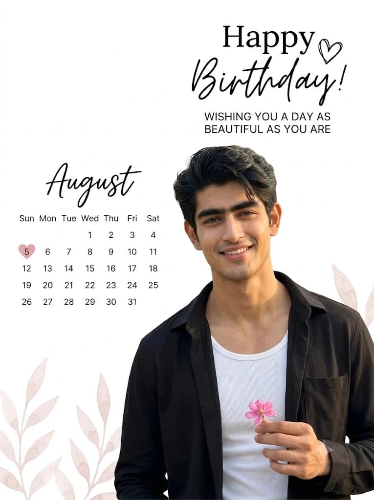 Minimalist Birthday Calendar Portrait