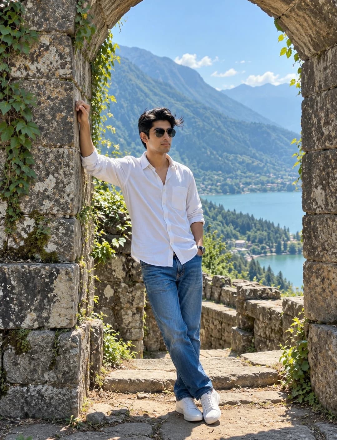 Aesthetic Travel Portrait in Italian Ruins